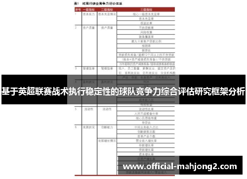 基于英超联赛战术执行稳定性的球队竞争力综合评估研究框架分析